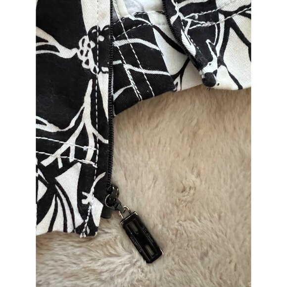 St. John Sport Black & White Floral Zip-Up Jacket Womens P Cotton Blend - Picture 8 of 9